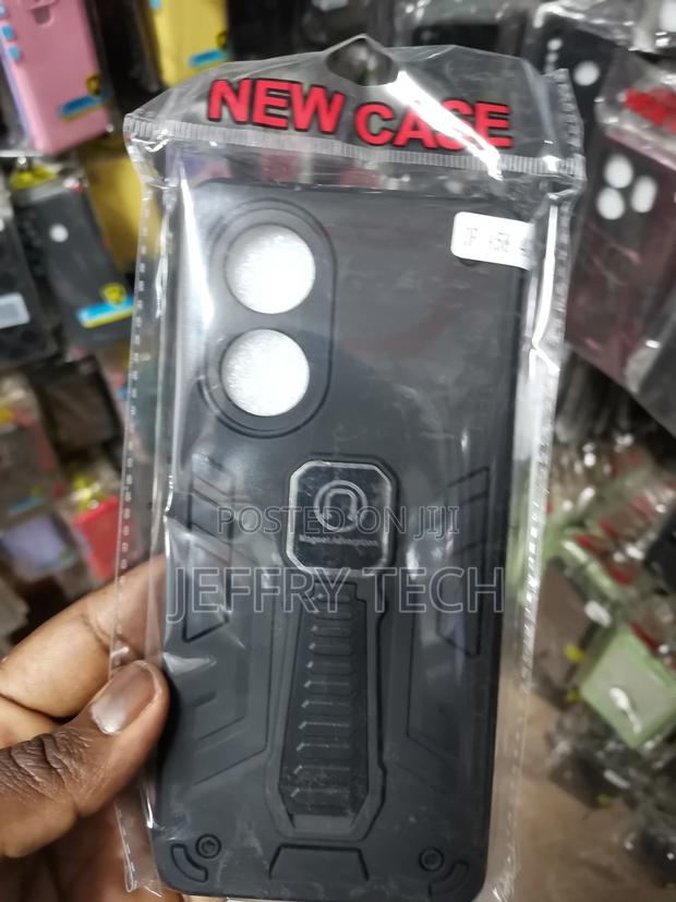 Oppo A58 4G Armor With Kickstand Shockproof Case -Black - main view