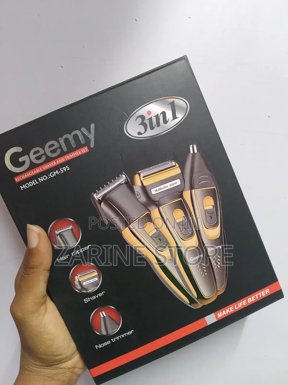 Geemy 3 in 1 Rechargeable Shaver and Trimmer
