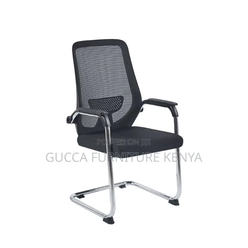 Office Chairs:Midnight Black Office Mesh Guest Waiting Chair