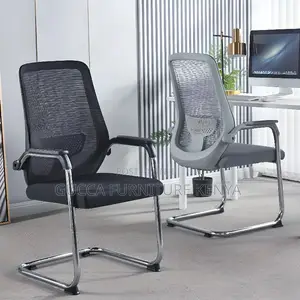 Office Chairs:Midnight Black Office Mesh Guest Waiting Chair