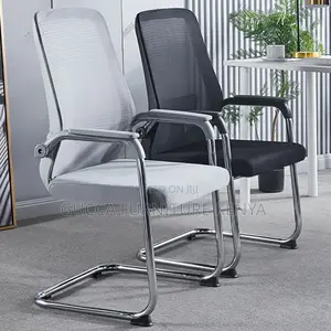 Office Chairs:Midnight Black Office Mesh Guest Waiting Chair