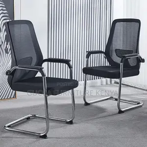 Office Chairs:Midnight Black Office Mesh Guest Waiting Chair
