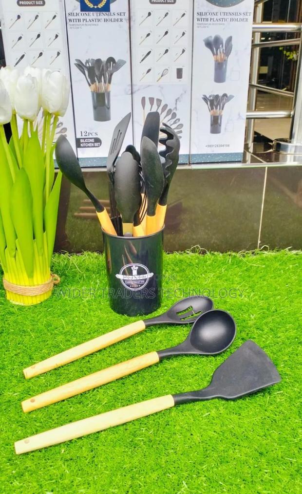 12pcs Silicone Spoon Set Black