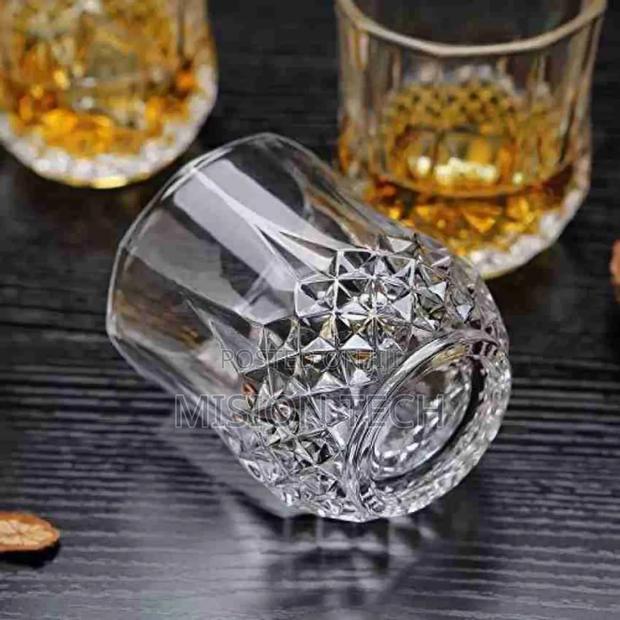 Set of 6 Small Size Diamond Design Crystal Glasses