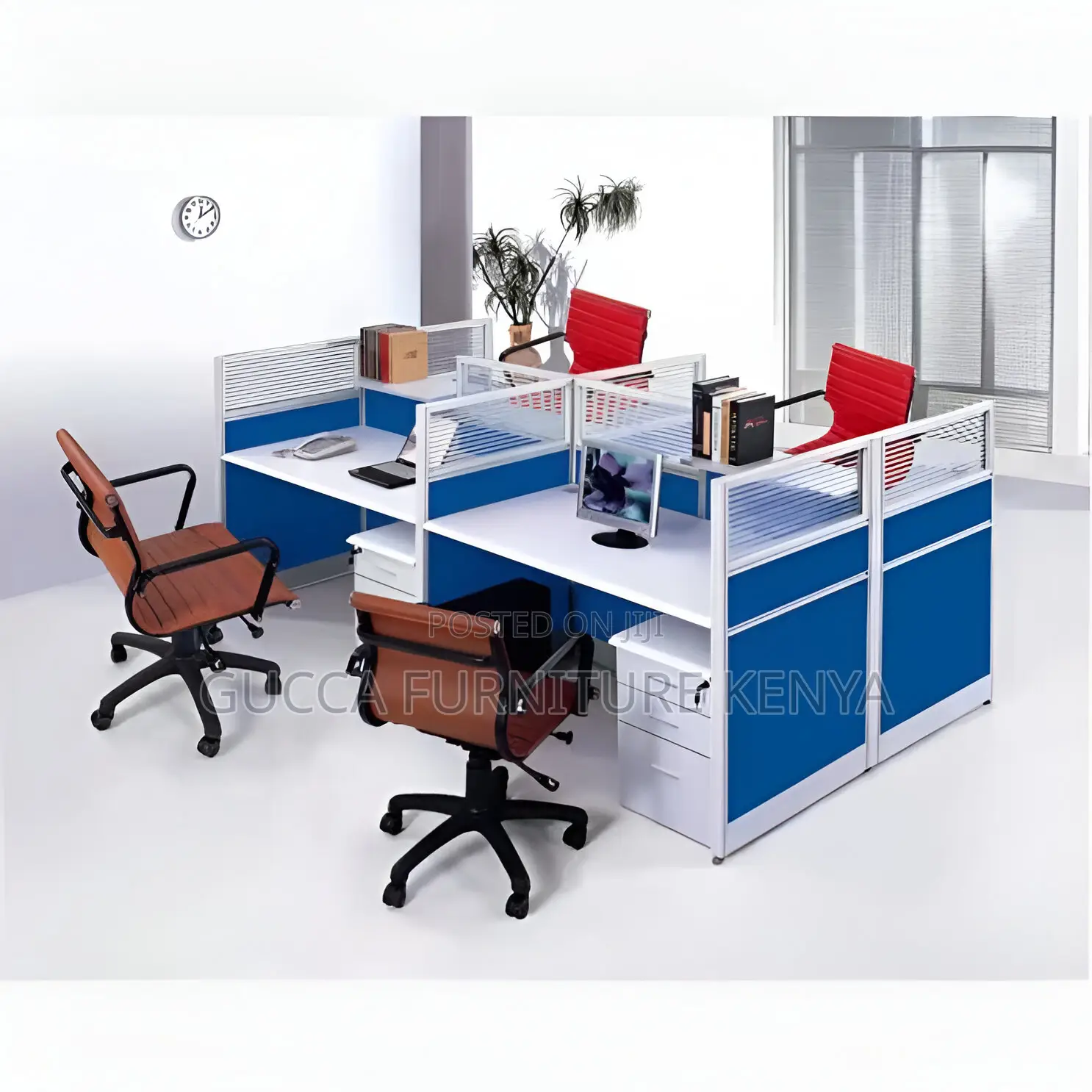 Workstations: 4-Way Modern Modular Office Workstation