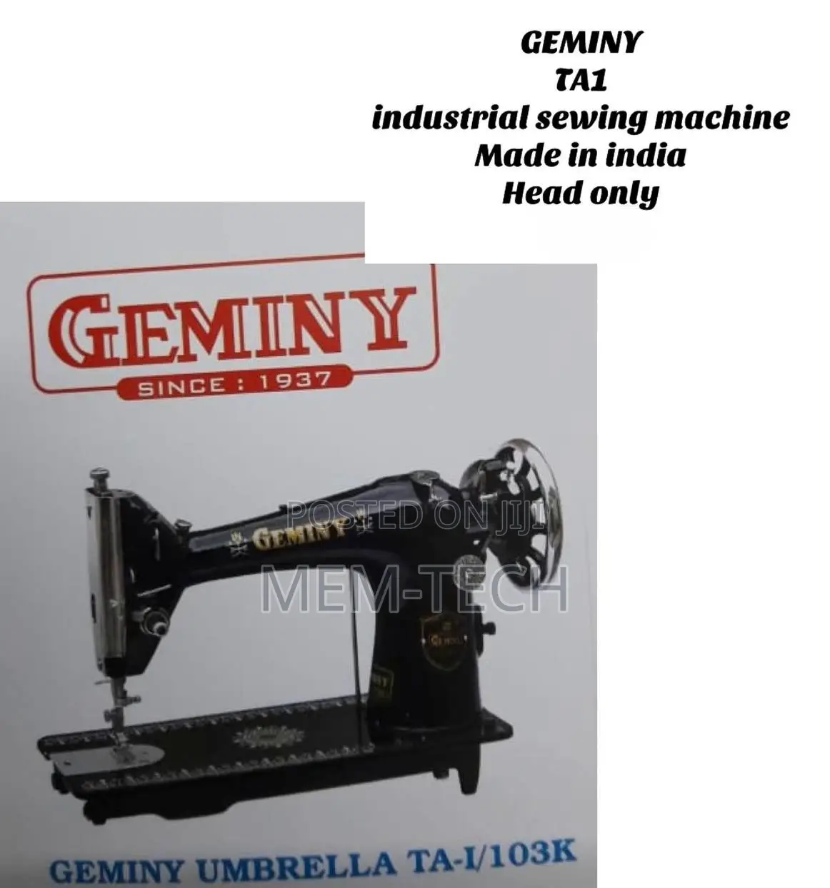 Geminy TA1 Industrial Sewing Machine -India