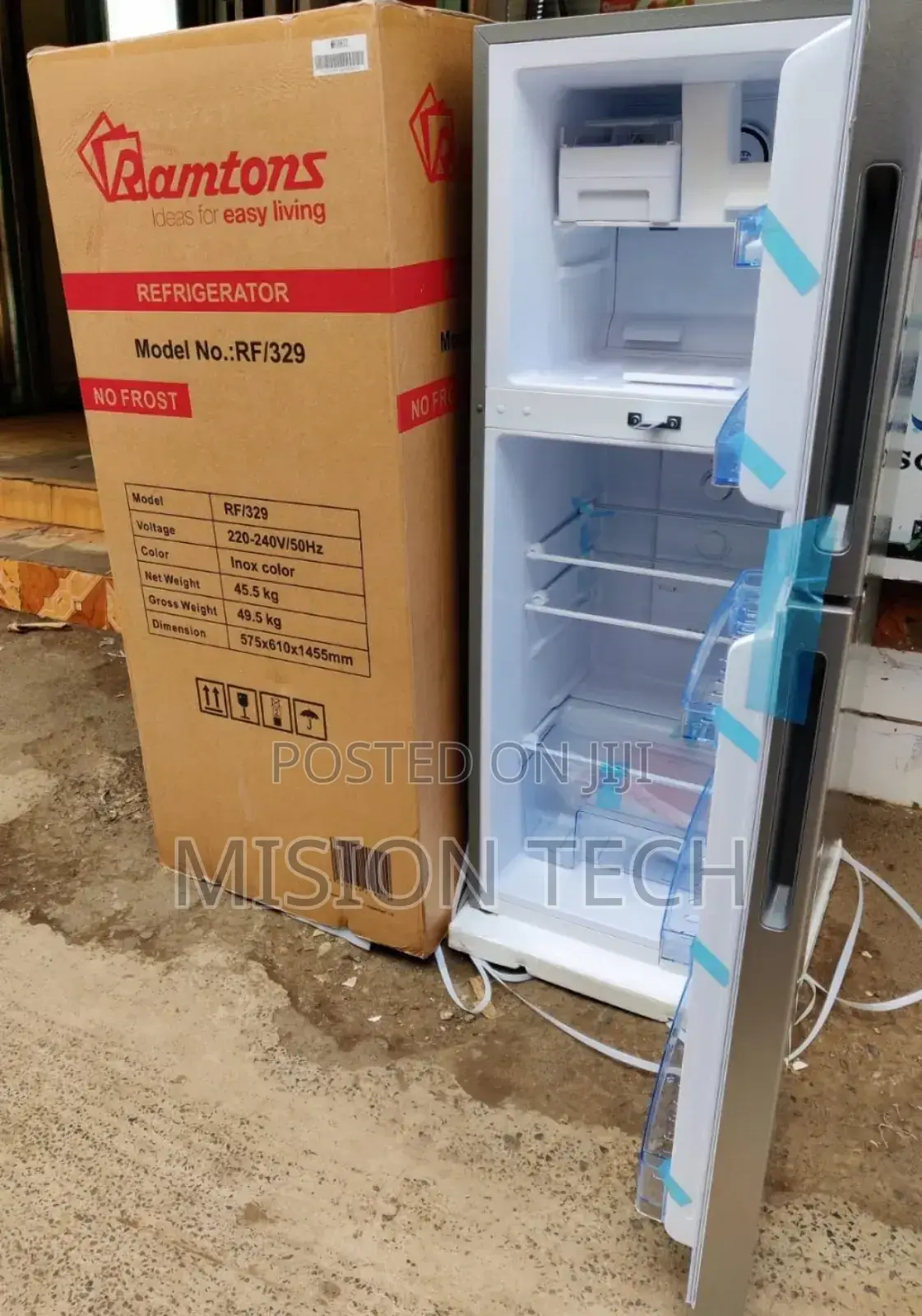 188 Litres Double Door No Frost Fridge, Silver- Rf/329.