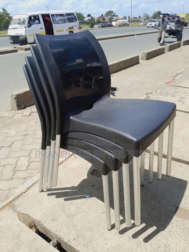 Stackable Black Plastic Chairs - main view