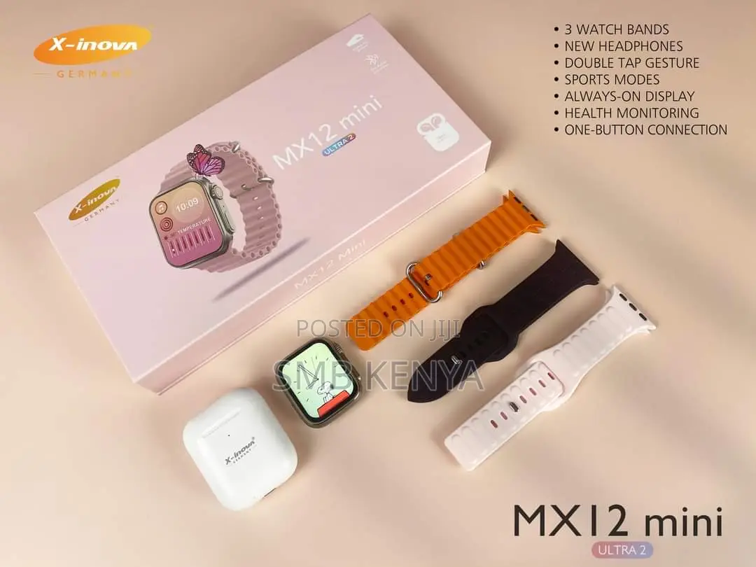 Mx12 Mini Ultra 2.0 Smart Watch, 3 Bands, Free Airpods
