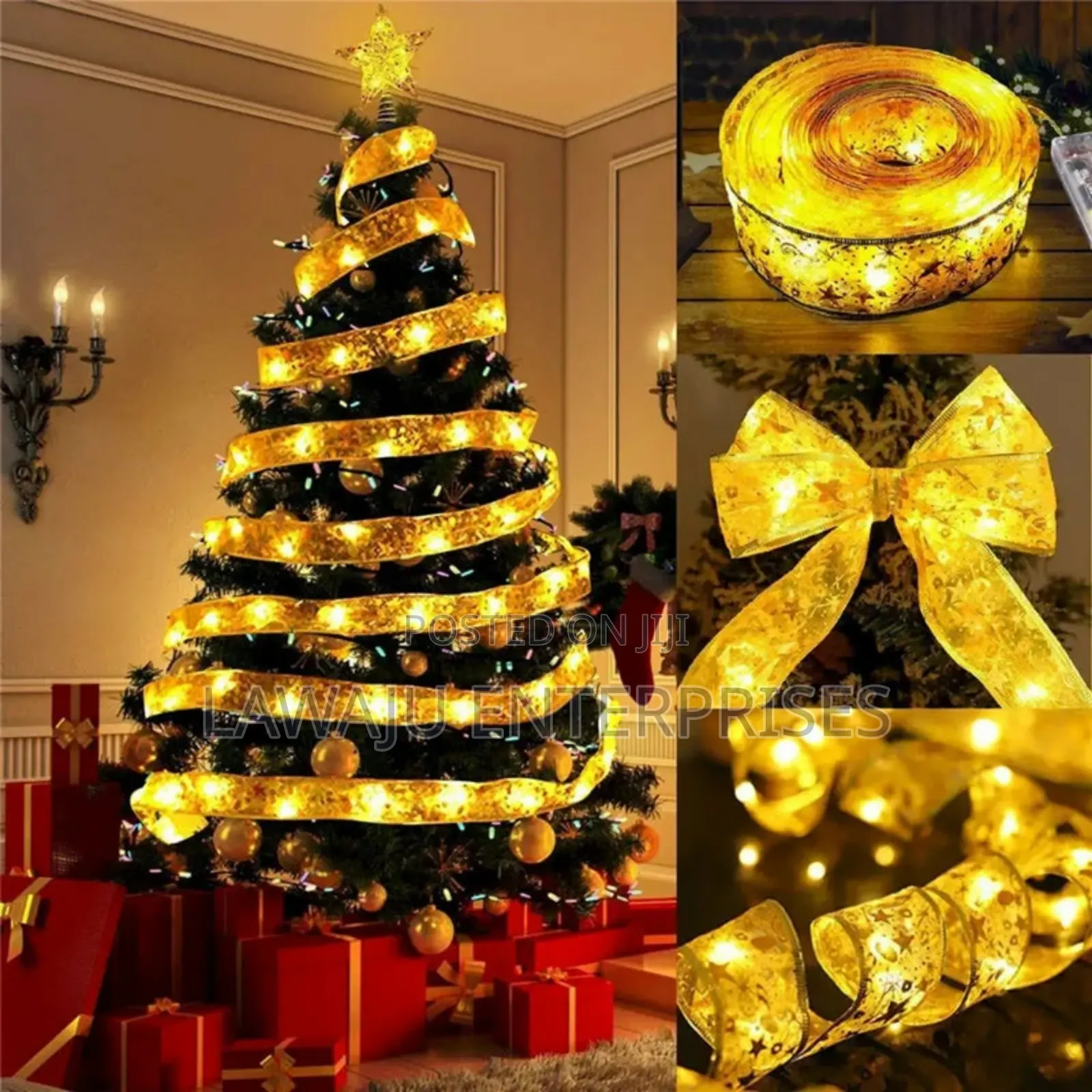 Ribbon Fairy Light Christmas Tree Decor
