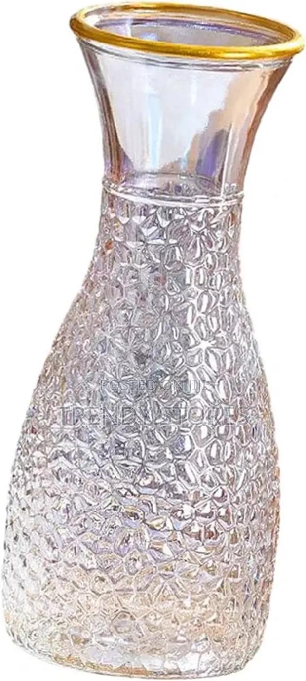Clear High Gold Brim Flower Vase