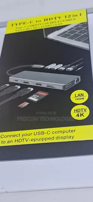 Type C to Hdmi HDTV 12 in 1 Adapter With VGA, SD, TF Audio