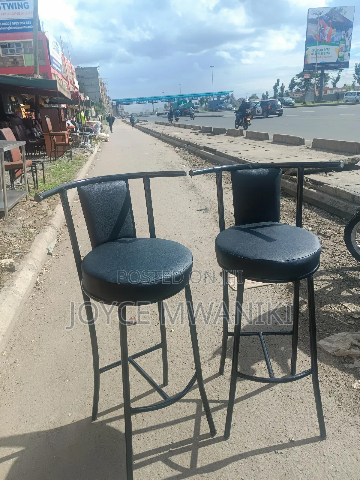 Bar High Stools, Black Plain