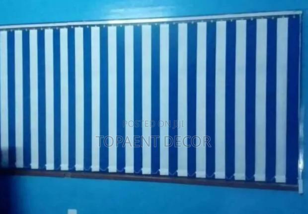 White and Nevy Blue Vertical Office Blinds - main view