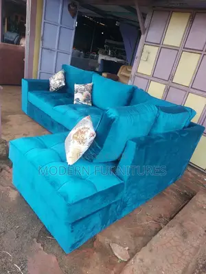 Elegant Blue L Shaped Sofa