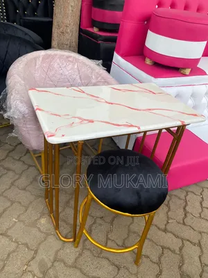 Pink Manicure Chair and Table With Stool