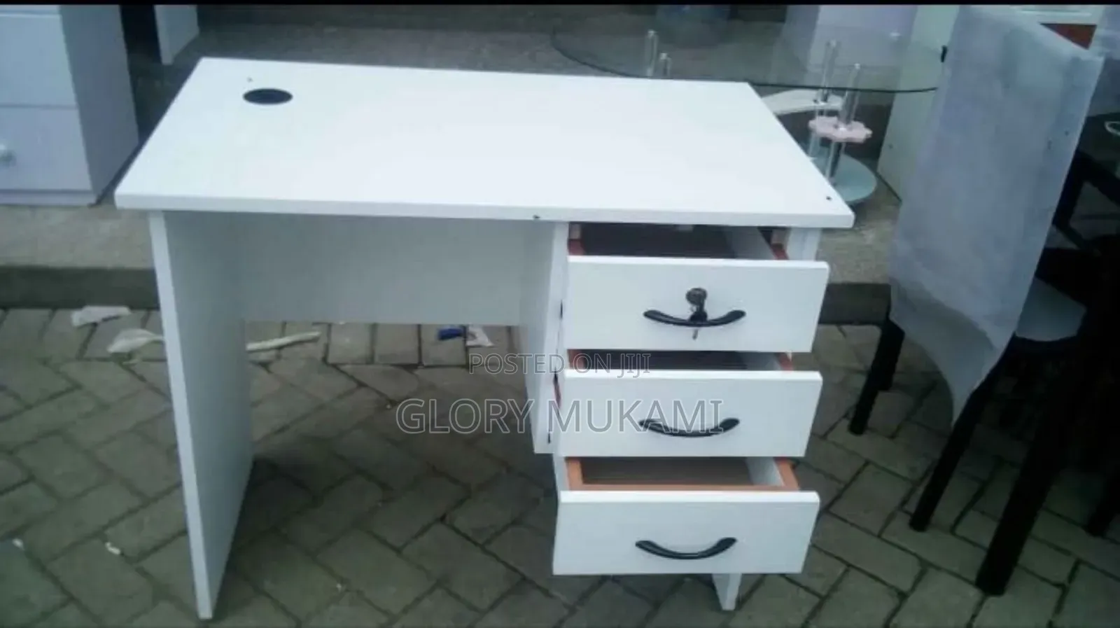 White Home Office Desk 3 Drawer