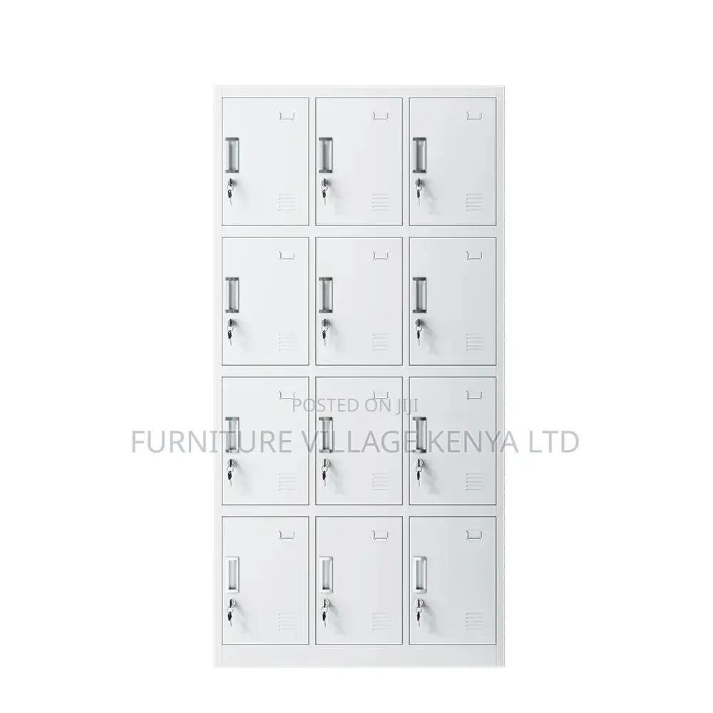 Storage Cabinets; 12-Locker Steel Industrial Staff Cabinet