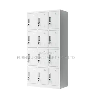 Storage Cabinets; 12-Locker Steel Industrial Staff Cabinet