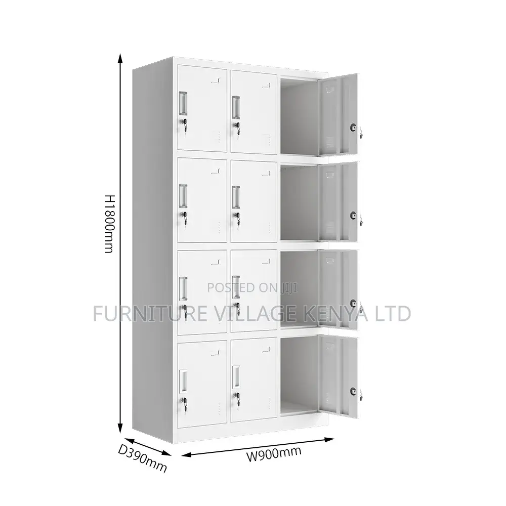 Storage Cabinets; 12-Locker Steel Industrial Staff Cabinet