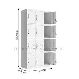 Storage Cabinets; 12-Locker Steel Industrial Staff Cabinet