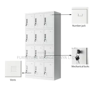 Storage Cabinets; 12-Locker Steel Industrial Staff Cabinet