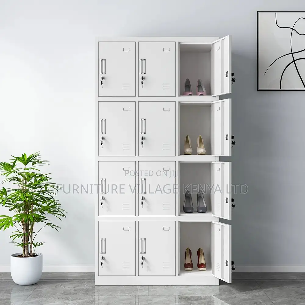 Storage Cabinets; 12-Locker Steel Industrial Staff Cabinet