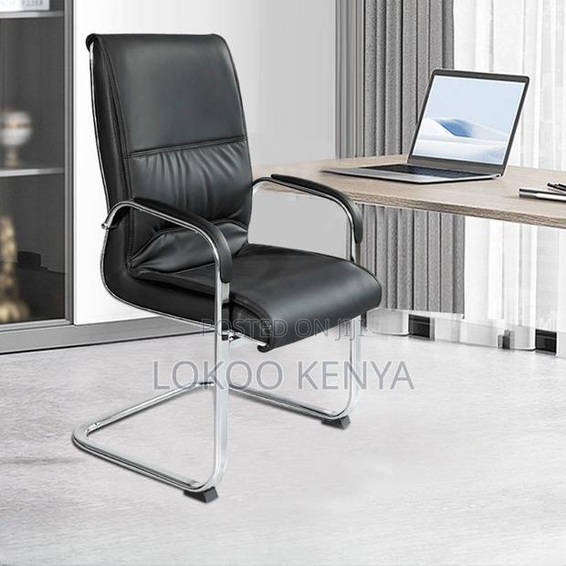 Office Chair: Modern Black Leather Visitor's Chair