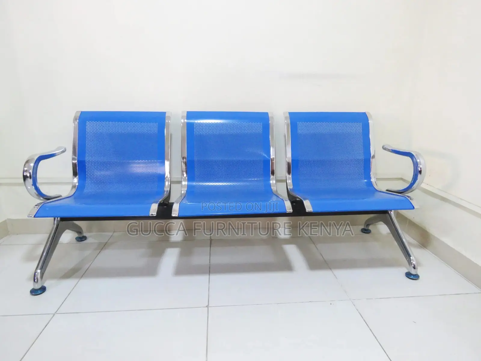 Benches:3-Link Metallic Office Reception Waiting Bench