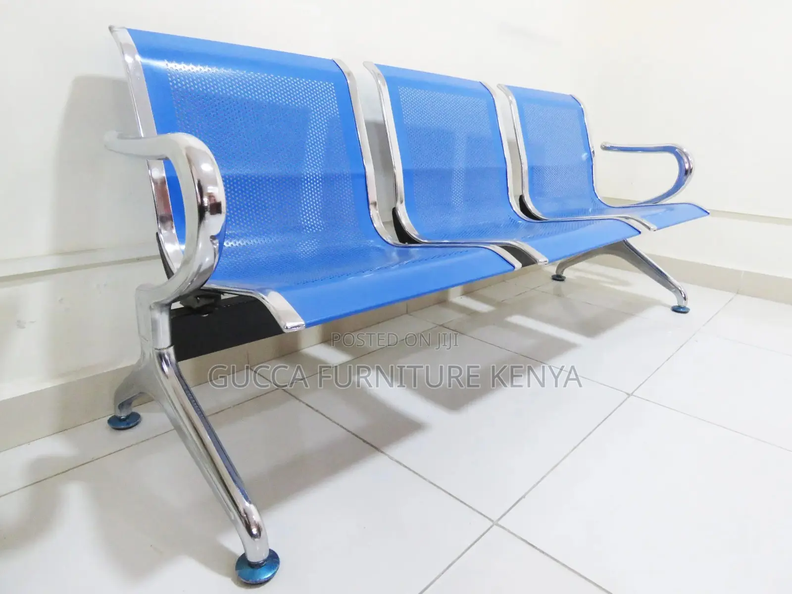 Benches:3-Link Metallic Office Reception Waiting Bench