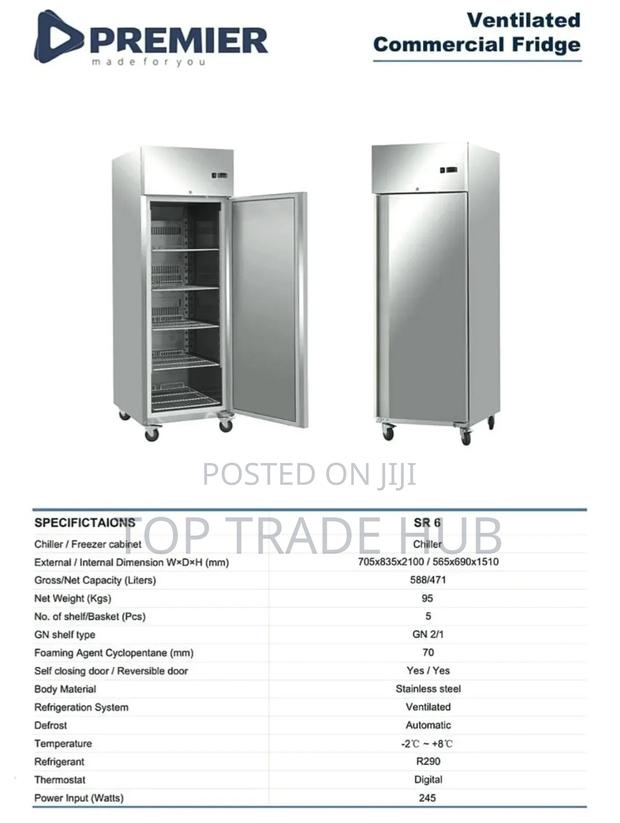 Premier Ventilated Commercial Chiller/Fridge 471L