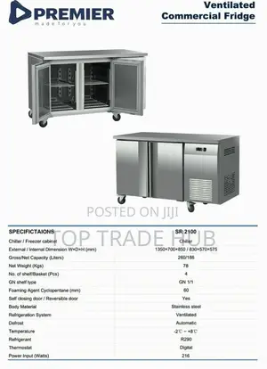 Premier Commercial Ventilated Chiller Fridge 186L