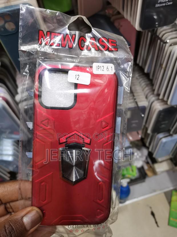 iPhone 12 Ring Kickstand Magnetic Armor Hybrid Case-Red