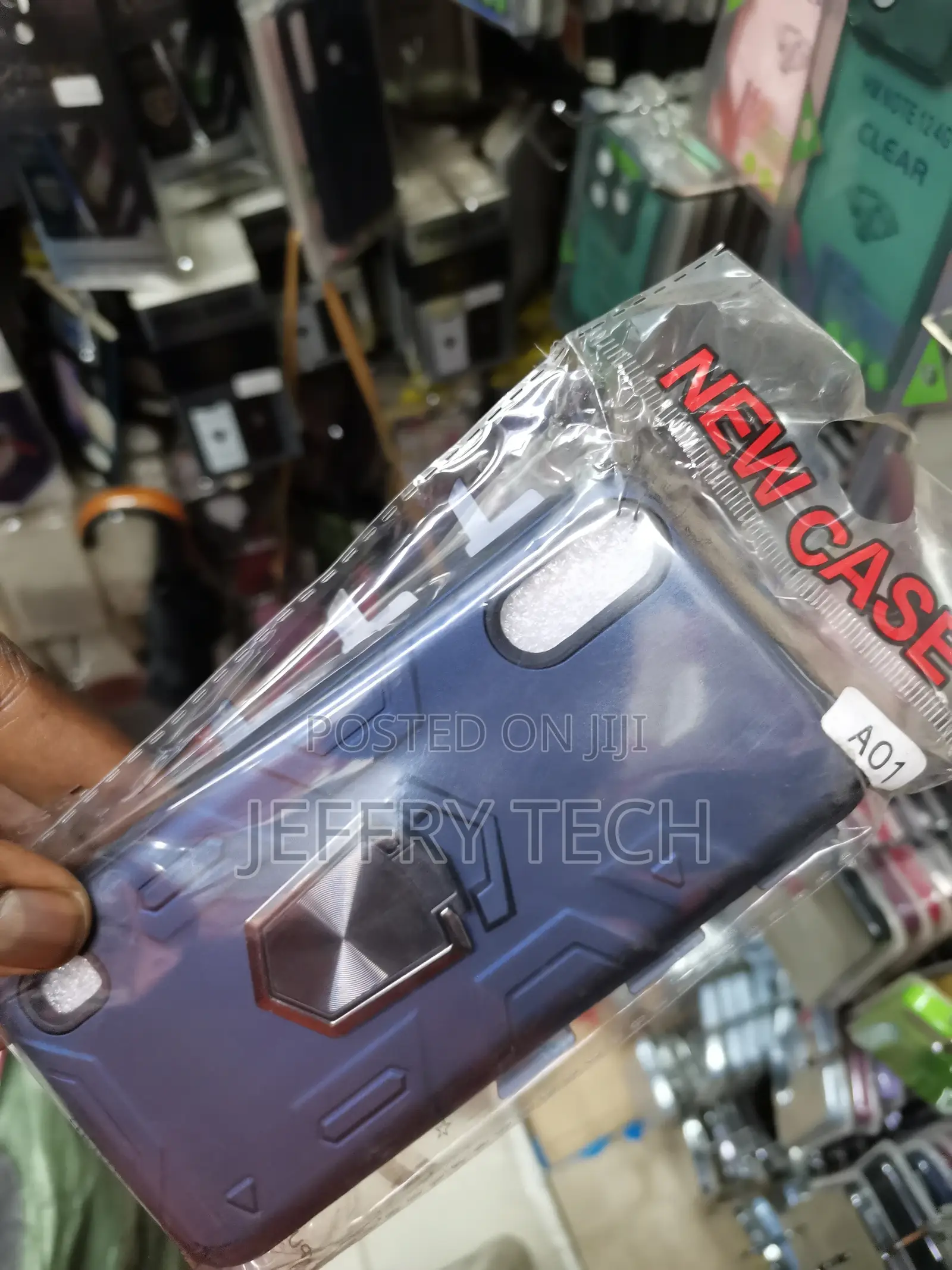 Rotation Ring Kickstand Cases for Samsung Galaxy A01-Blue