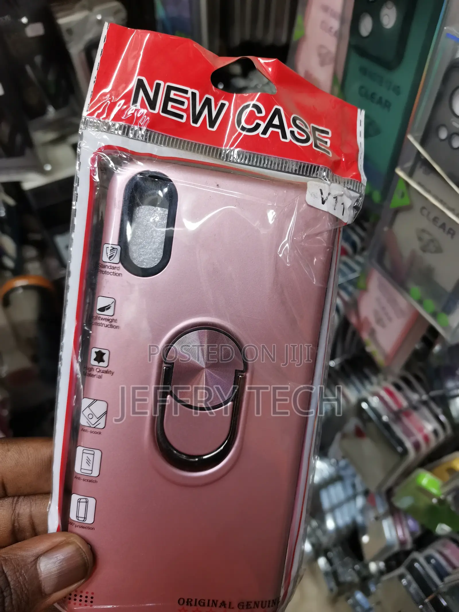 Vivo V11 Case Shockproof Kickstand With 360 Ring Holder-Pink