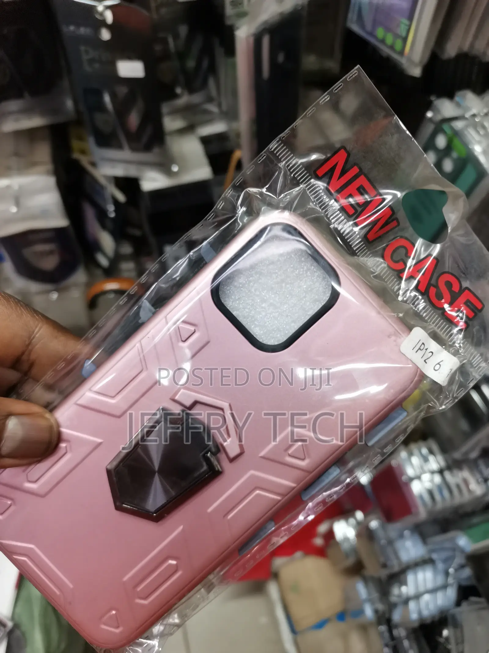 iPhone 12 Hard Back Cover With Ring Kickstand Stand - Pink