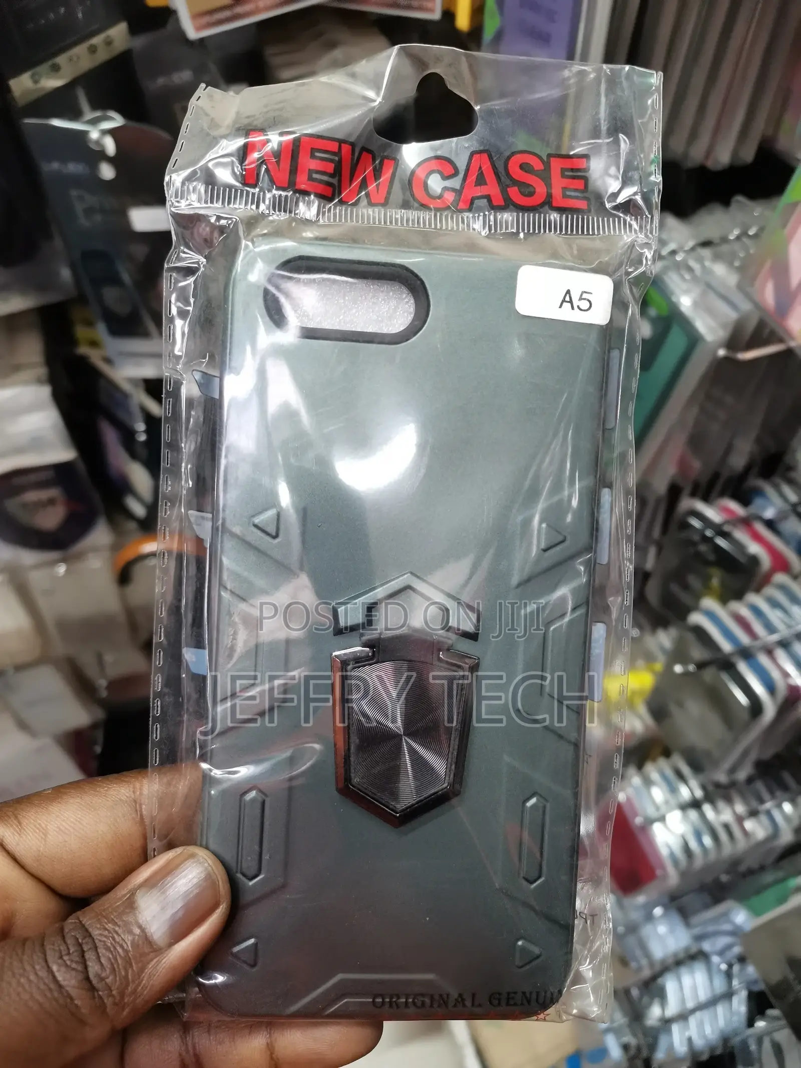 Protective Case With Ring Holder Kickstand for OPPO A5-Green