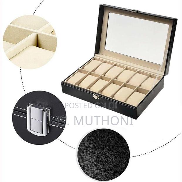 12 Slots Leather Watch Case Storage