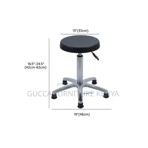 Home Chairs: Simple Style Black Calfskin Round Bar Stool