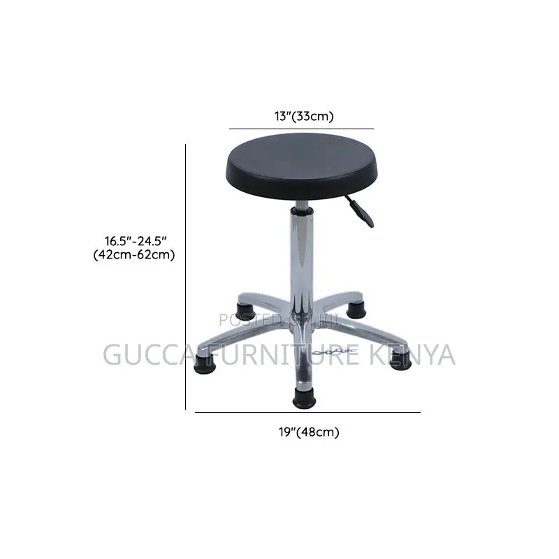 Home Chairs: Simple Style Black Calfskin Round Bar Stool