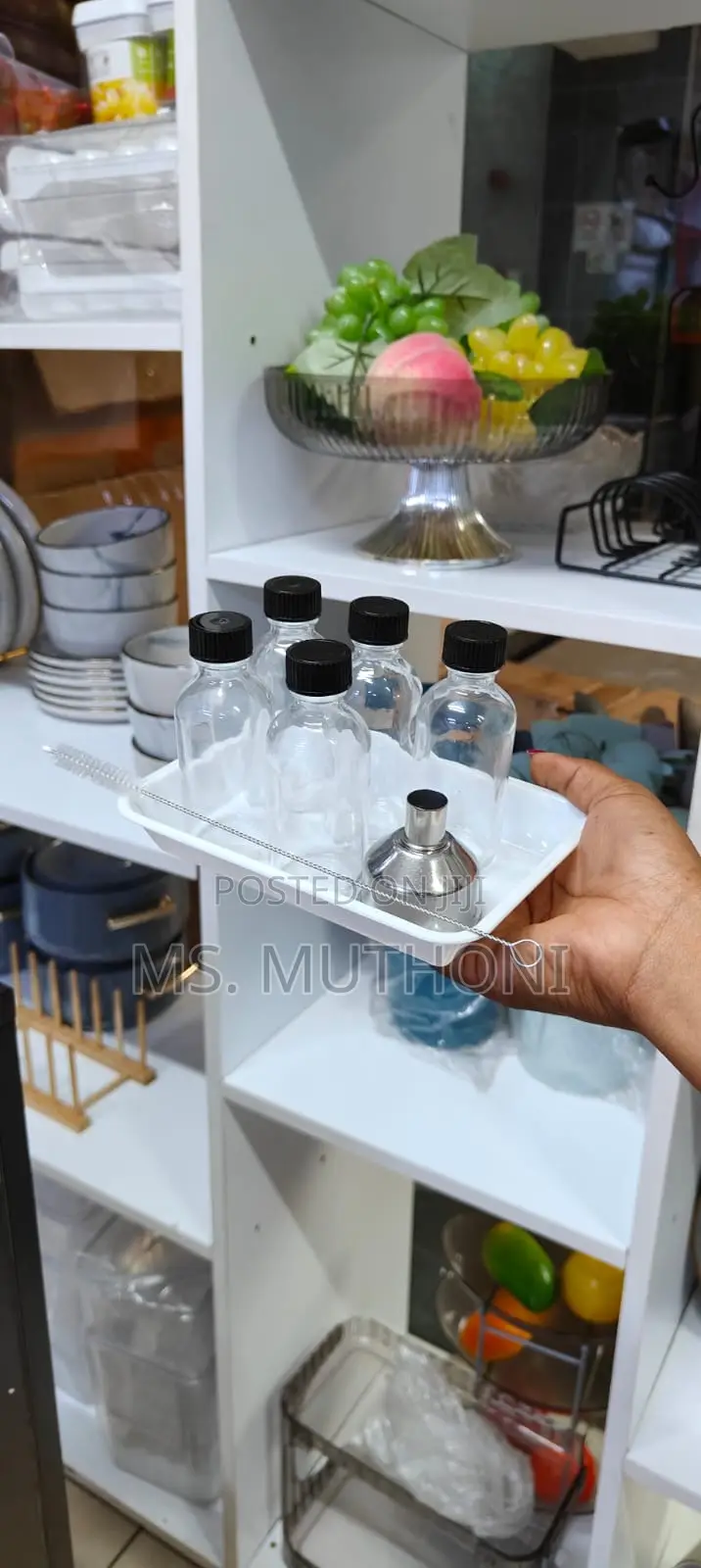 Set Of 5 Gingershots Glass Bottles + Funnel + Brush