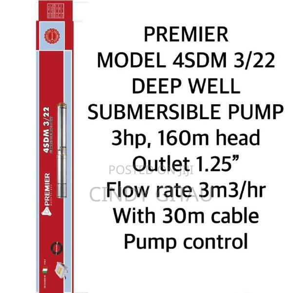 Premier Deep Well Submersible Pump 3hp 160m Head