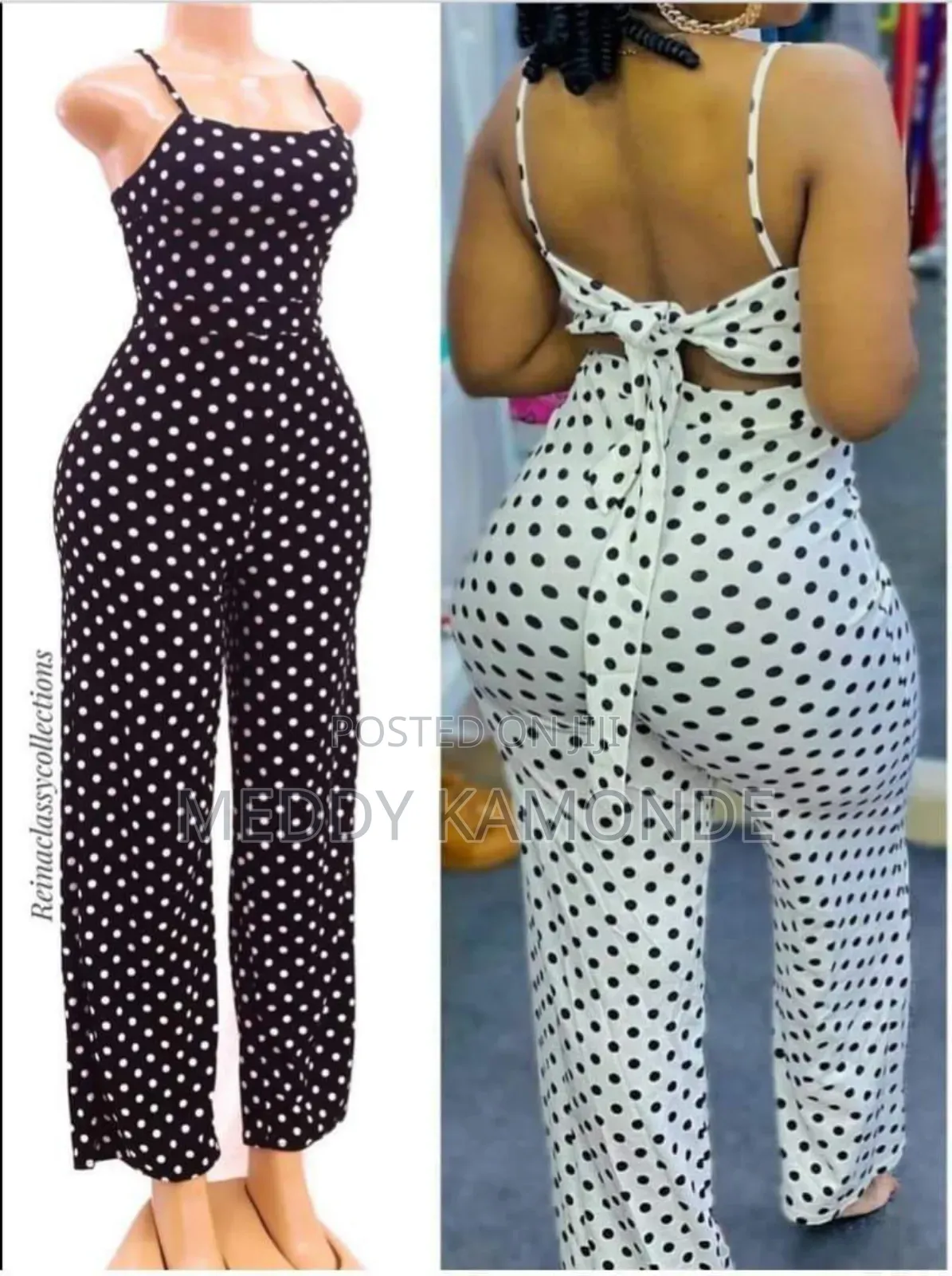 Black White Dotted Jumpsuit