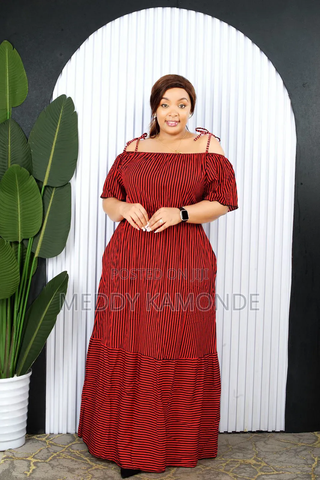 Designer Long Wedding/Church Stripes Dresses