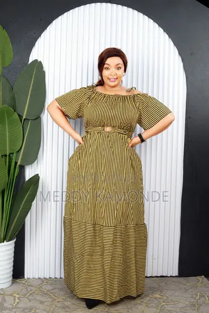 Designer Long Wedding/Church Stripes Dresses