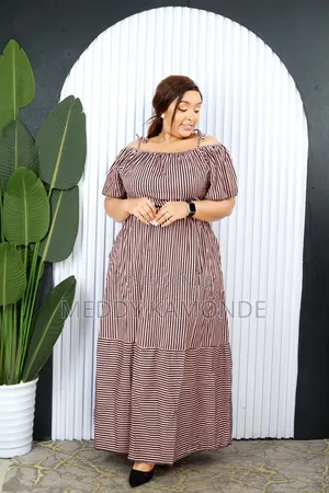 Designer Long Wedding/Church Stripes Dresses