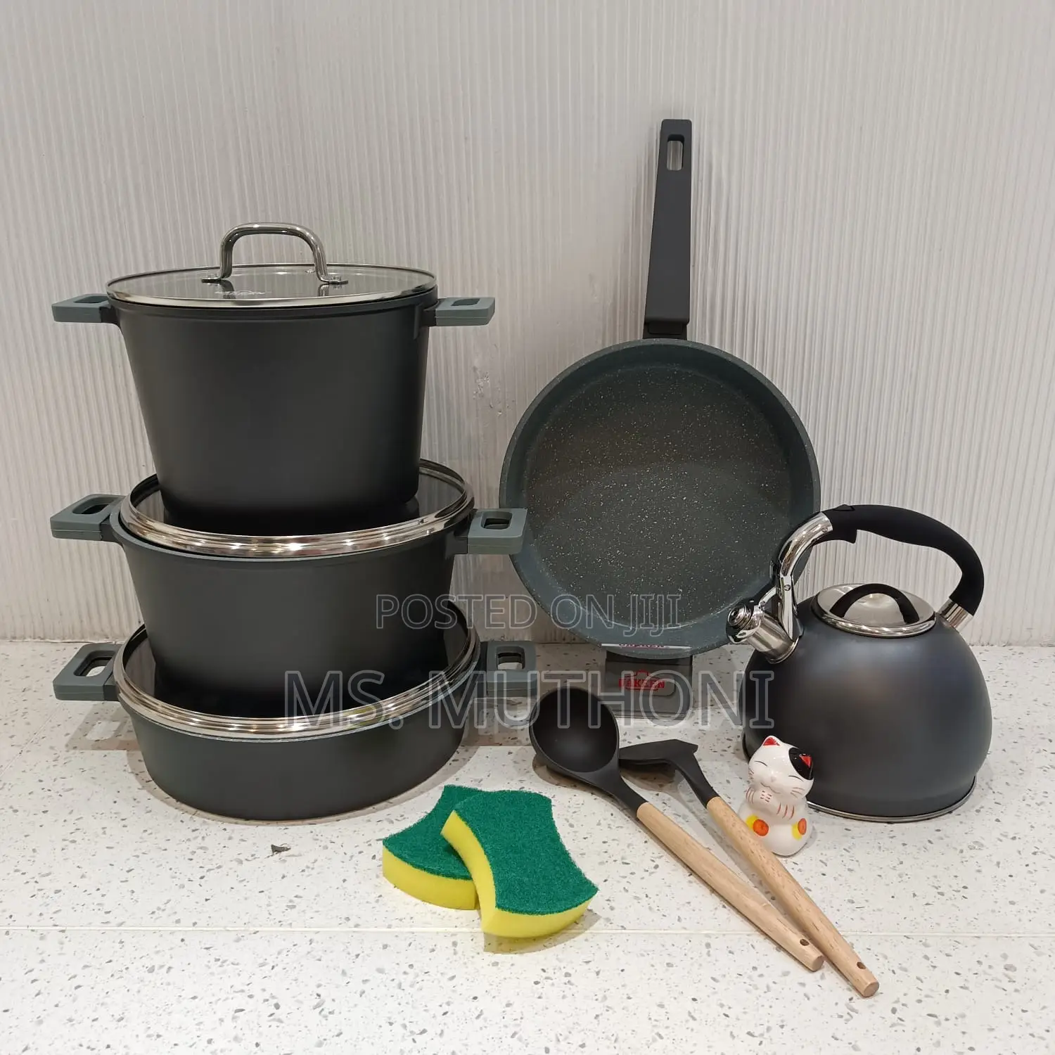 Black 12pcs Cookware Sets