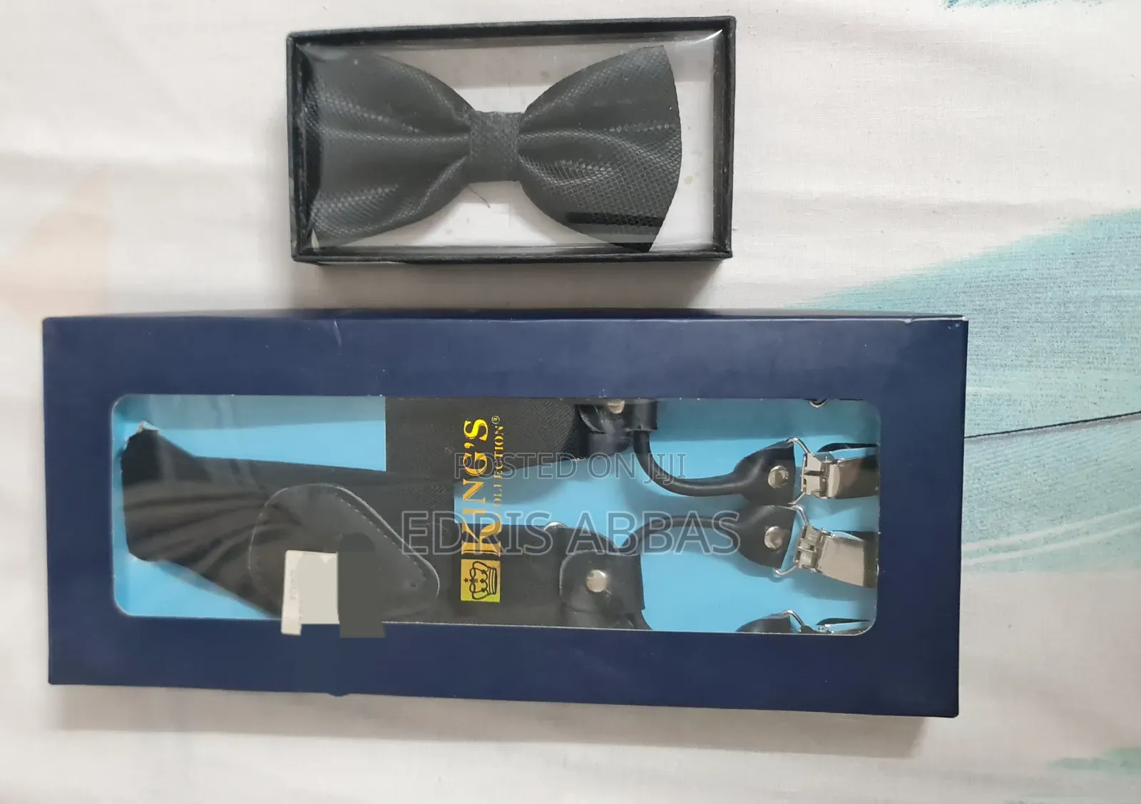 Kings Collection Men Suspender and Bow Tie Black