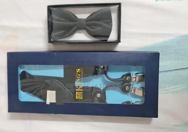 Kings Collection Men Suspender and Bow Tie Black