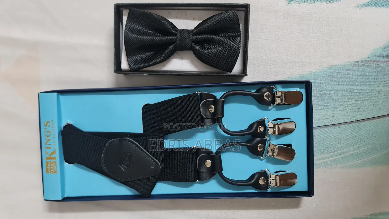 Kings Collection Men Suspender and Bow Tie Black
